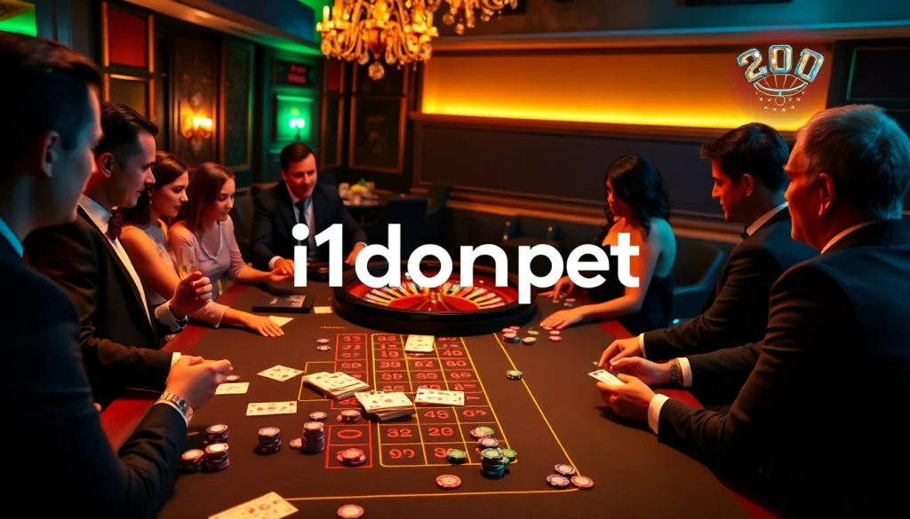 Experience thrilling gameplay at i1dompet, where players enjoy vibrant baccarat and roulette action in a luxurious casino setting.
