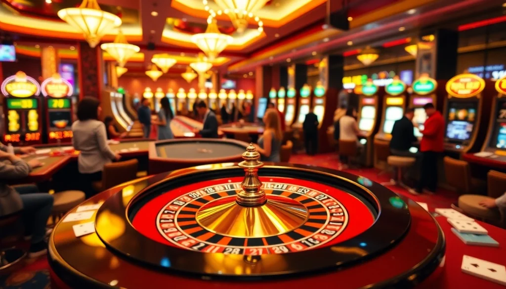 Experience the thrill of variety at samsonbet86 with roulette and slots on a vibrant casino floor.