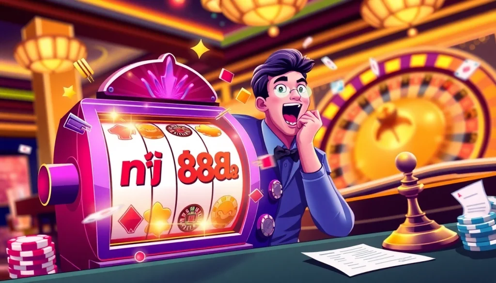 Experience the thrill of nổ hũ 88aa while celebrating a big win at the slot machine with vibrant symbols and chips.