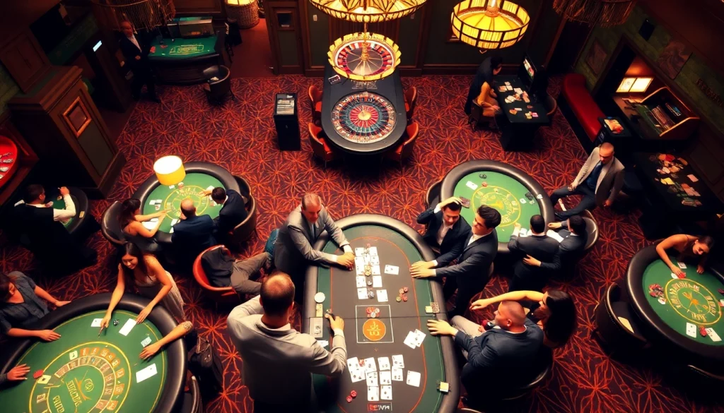 BetVIP poker players engaged in thrilling games at meticulously arranged casino tables, showcasing excitement and strategy.